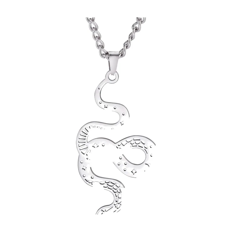 Colgante de Serpiente con Cadena de Eslabones, Acero Inoxidable