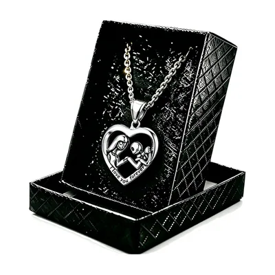 Collier Pendentif Cœur Squelettes, Acier Inoxydable 316L