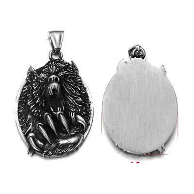 Wolf Head Pendant Necklace, 316L Stainless Steel