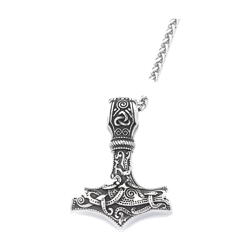 Thors Hammer Mjölnir Anhänger mit Kette, Edelstahl