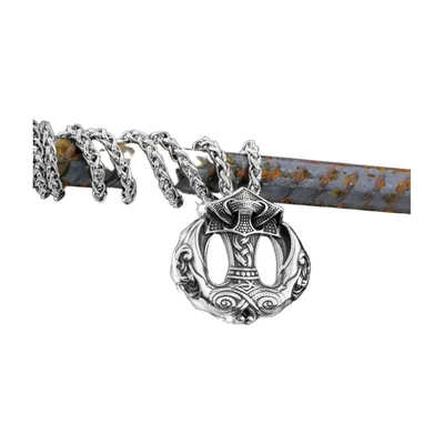 Colgante Vegvisir y Martillo de Thor Mjölnir, Acero Inoxidable