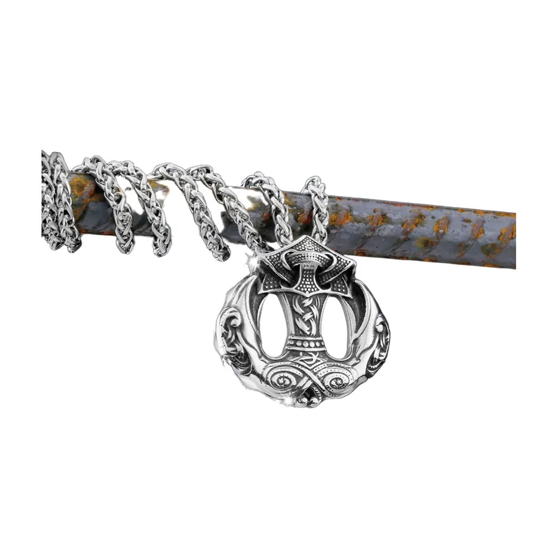 Pendente Vegvisir e Martello di Thor Mjölnir, Acciaio Inossidabile