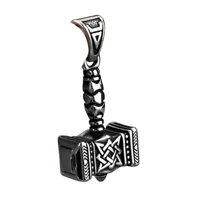 Mjolnir Thor's Hammer Pendant with Celtic Knot, Stainless Steel