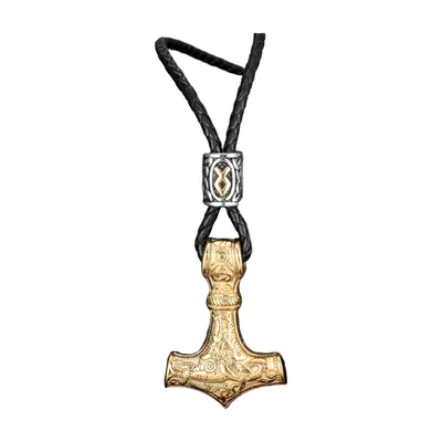 Thors Hammer Mjölnir Anhänger mit nordischen Runen, Edelstahl