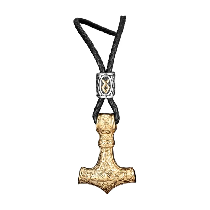 Thors Hammer Mjölnir Anhänger mit nordischen Runen, Edelstahl