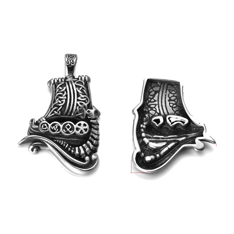 Collier Pendentif Navire Viking, Acier Inoxydable 316L