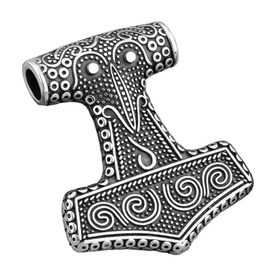 Thors Hammer Mjölnir Anhänger mit Panzerkette, Edelstahl