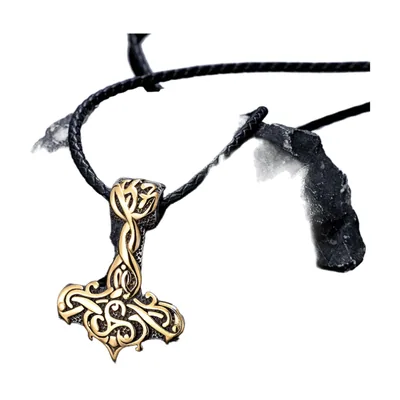 Collier Pendentif Mjölnir Marteau de Thor avec Runes, Acier Inoxydable