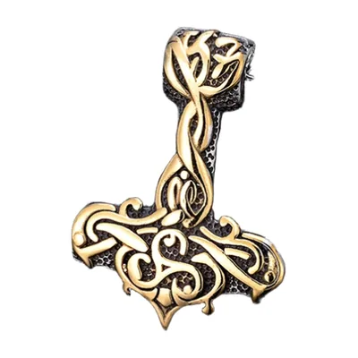 Thors Hammer Mjölnir Anhänger mit Runenkette, Edelstahl