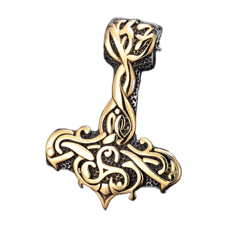 Thors Hammer Mjölnir Anhänger mit Runenkette, Edelstahl