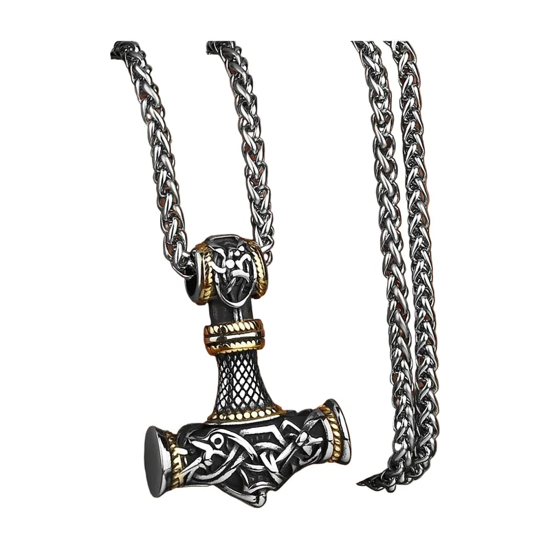 Colgante Mjölnir Martillo de Thor con Cadena, Acero Inoxidable