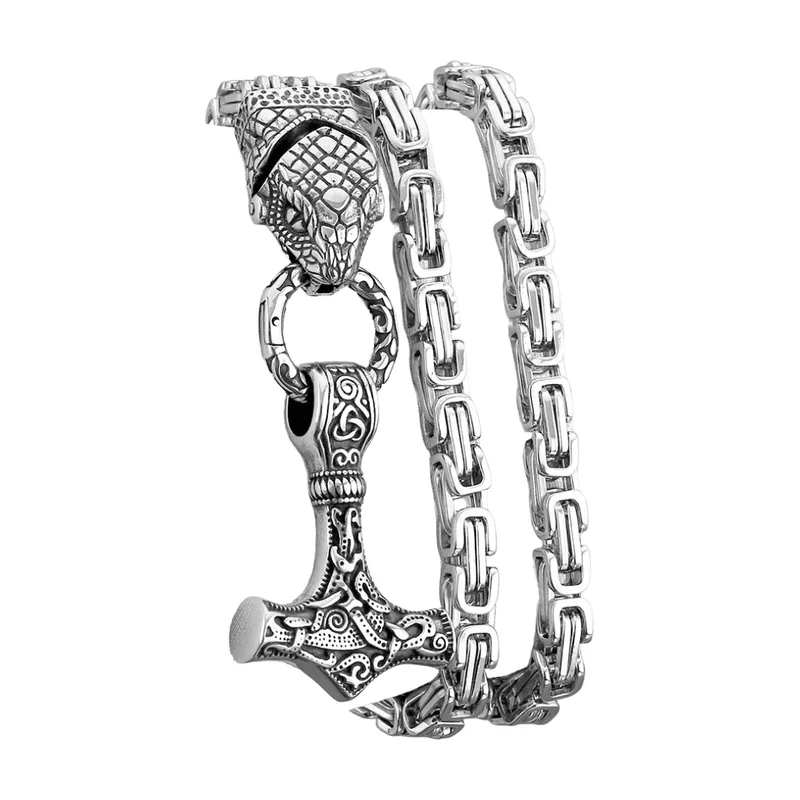 Colgante Martillo de Thor Mjölnir con Cadena, Acero Inoxidable