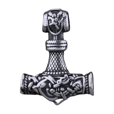 Mjölnir Thors Hammer Anhänger mit Kette, Edelstahl