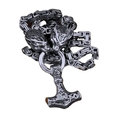 Pendente Martello di Thor Mjolnir con Catena, Acciaio Inossidabile
