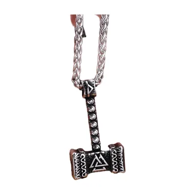 Collana con Pendente Mjölnir Martello di Thor, Acciaio Inox