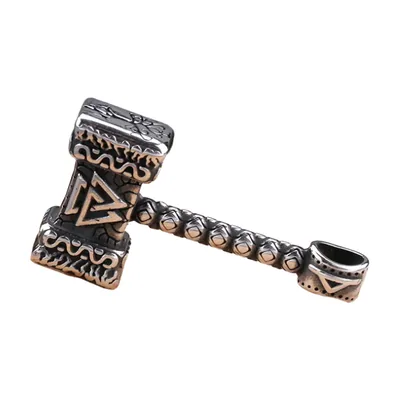 Pendente Martello di Thor Mjölnir con Incisioni Nordiche, Acciaio Inossidabile