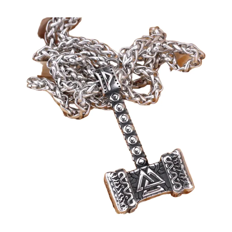 Pendentif Marteau de Thor Mjölnir avec Chaîne, Acier Inoxydable