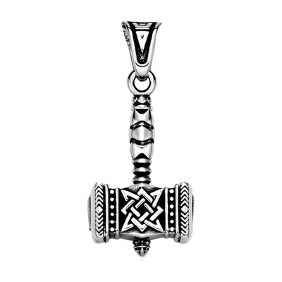 Pendentif Marteau de Thor Mjölnir avec Nœud Celtique, Acier Inoxydable