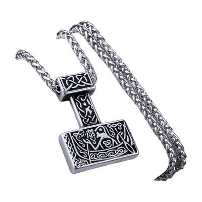 Mjölnir Thors Hammer Anhänger mit keltischem Knoten, Edelstahl