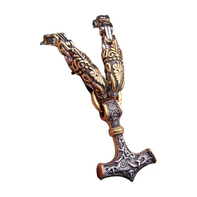Thors Hammer Mjölnir Anhänger mit Runenkette, Edelstahl