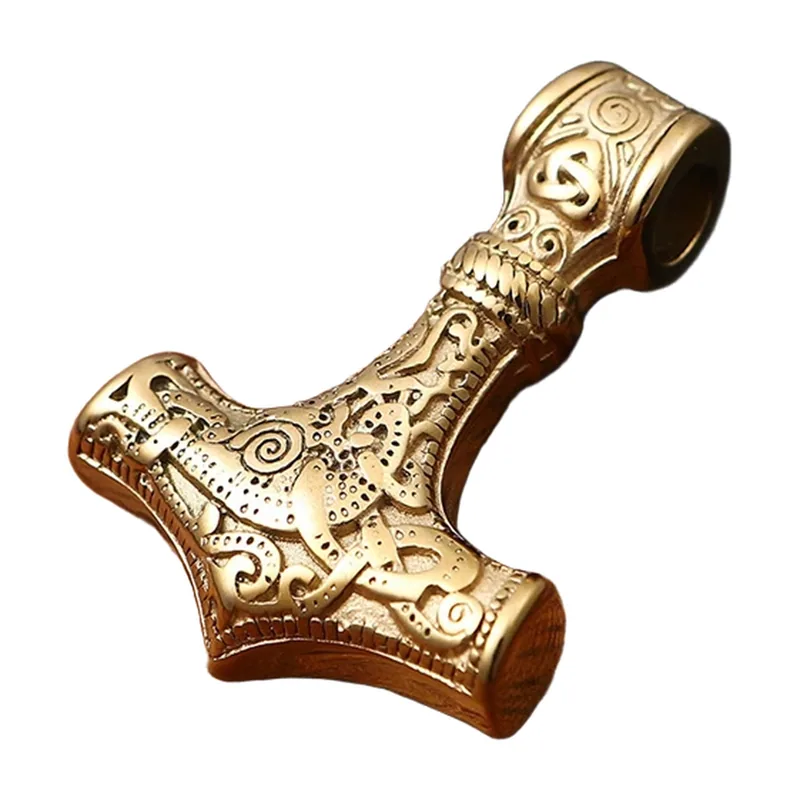 Thors Hammer Mjölnir Anhänger mit Panjerkette, Edelstahl