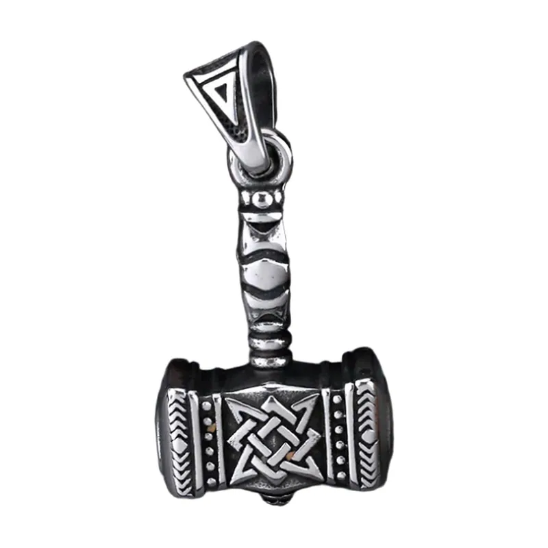 Mjölnir Thors Hammer Anhänger mit Kette, Edelstahl