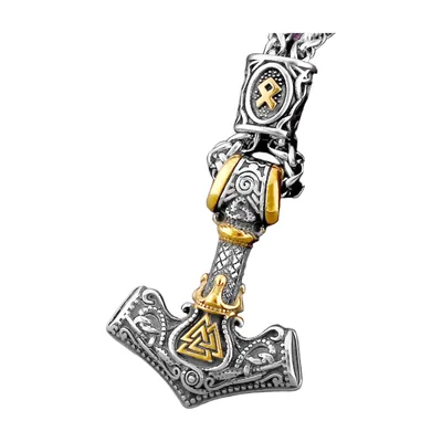 Collier Pendentif Mjölnir Marteau de Thor, Acier Inoxydable