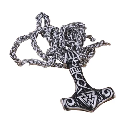 Pendente Mjolnir Martello di Thor con Catena, Acciaio Inox