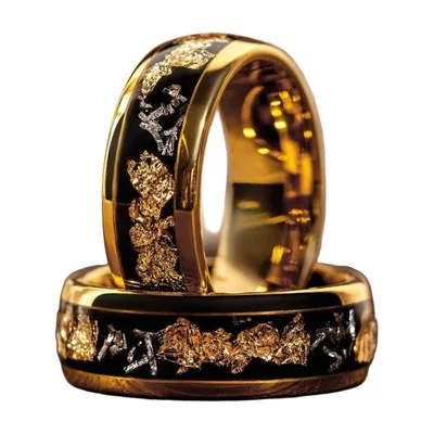 Herren Ring mit Goldblatt-Inlay aus Edelstahl