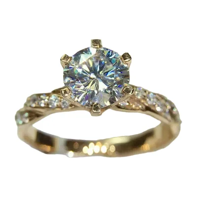 Herren Twist-Ring mit klarem Zirkonia, Goldfarbenes Edelstahl