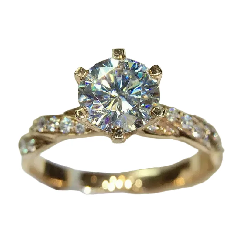 Herren Twist-Ring mit klarem Zirkonia, Goldfarbenes Edelstahl