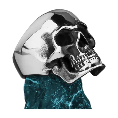 Totenkopf Statement-Ring aus poliertem 316L Edelstahl
