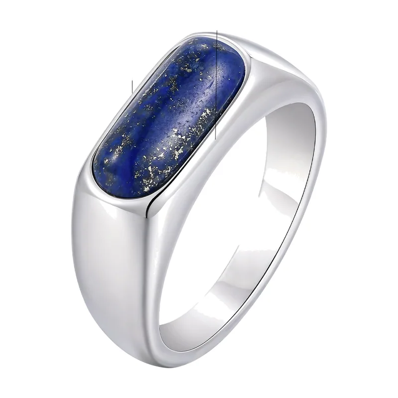 Herren Siegelring mit Lapis Lazuli, Edelstahl
