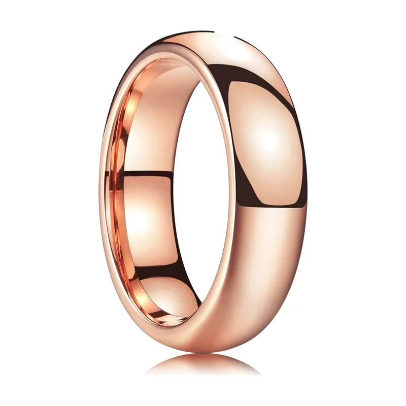 Anillo de Banda Pulido Oro Rosa, Acero Inoxidable 316L