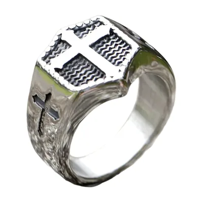 Herren Siegelring mit Kreuz-Motiv, 316L Edelstahl