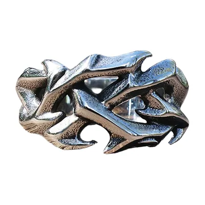 Bague Couronne d'Épines en Acier Inoxydable 316L, Finition Antique