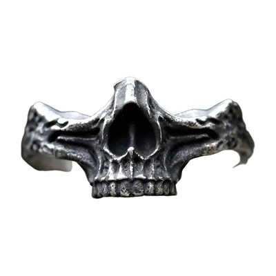 Totenkopf Statement-Ring, Edelstahl Gothic Biker Ring für Herren