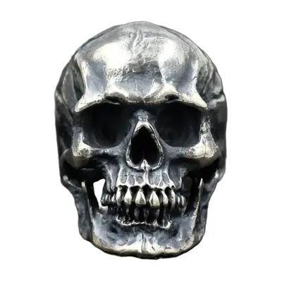 Totenkopf Statement-Ring, Antik-Finish Edelstahl