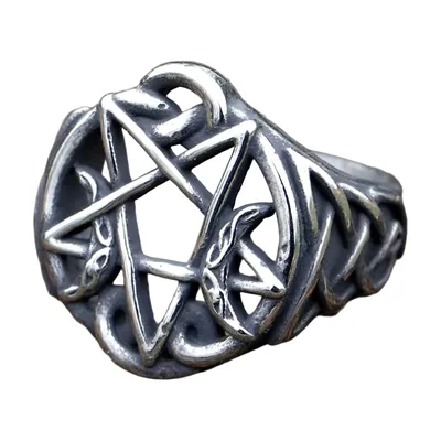 Pentagramm Stern-Ring mit keltischen Knoten, 316L Edelstahl