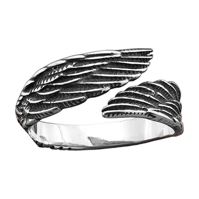Engelsflügel Open Wrap Ring aus 316L Edelstahl
