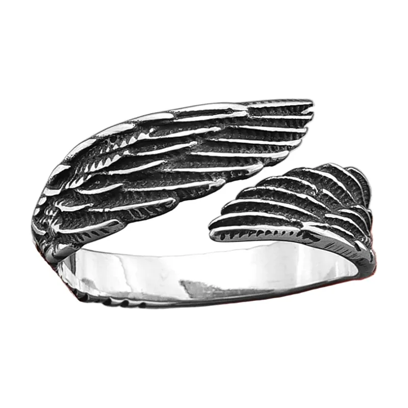 Engelsflügel Open Wrap Ring aus 316L Edelstahl