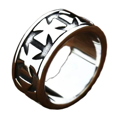 Anillo de Banda con Motivo de Cruz, Acero Inoxidable 316L