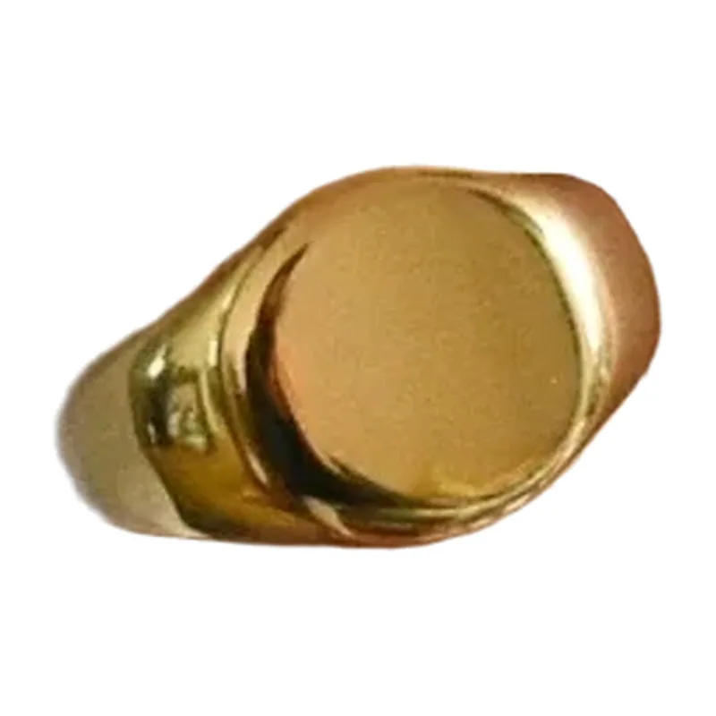 Chevalière Ronde, Acier Inoxydable Poli Couleur Or