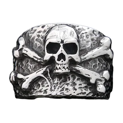Totenkopf und gekreuzte Knochen Biker-Ring, Edelstahl