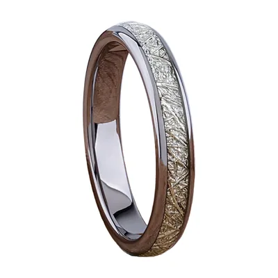 Anillo con Incrustación de Meteorito, Acero Inoxidable