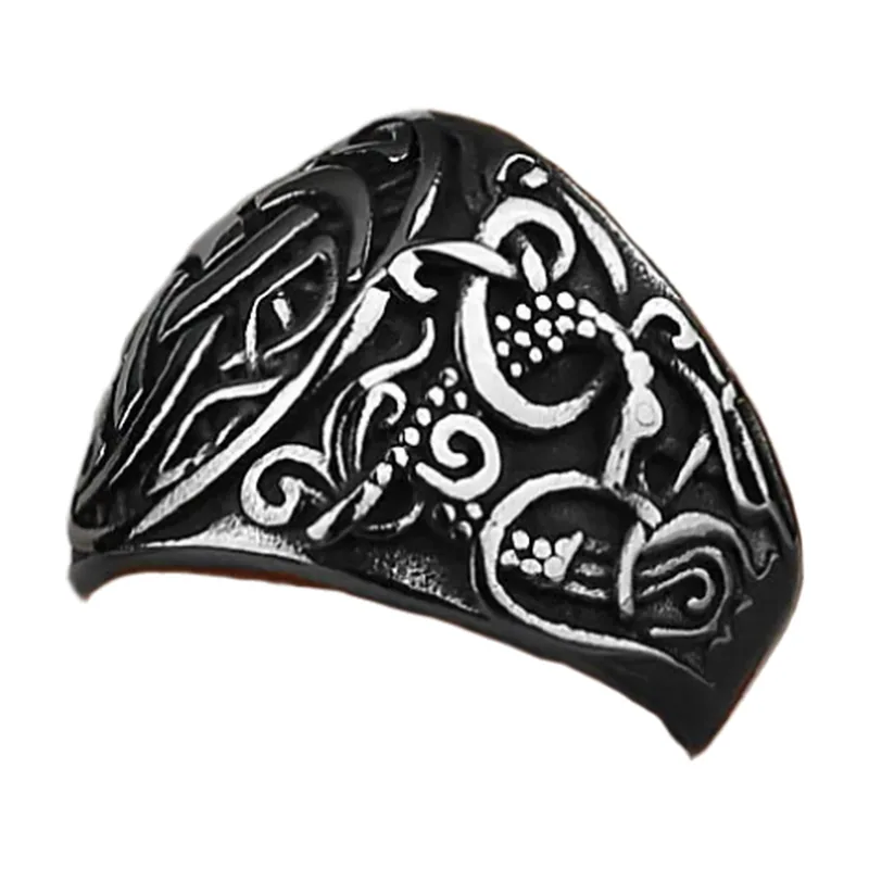Anello Vichingo Drago con Nodo Celtico, Acciaio Inossidabile