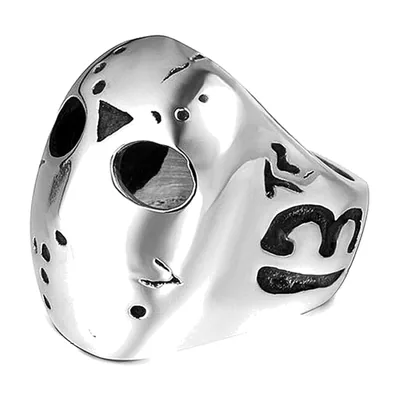 Masken-Statementring für Herren, 316L Edelstahl