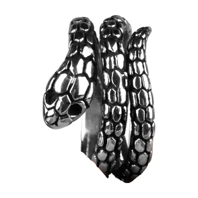 Schlangen-Wrap-Ring mit Schuppenstruktur, Edelstahl 316L