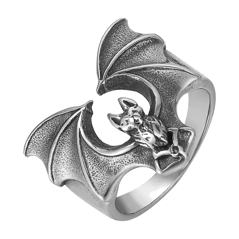 Fledermaus Statement-Ring, Antik-Finish, Edelstahl 316L