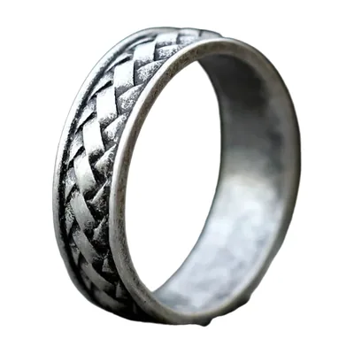 Wikinger Ring mit Flechtmuster und Antik-Finish, Edelstahl
